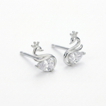 Load image into Gallery viewer, Elegant Swan Stud Earrings with Pear Cut Stone | 925 Sterling Silver