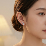 Load image into Gallery viewer, Elegant Swan Stud Earrings with Pear Cut Stone | 925 Sterling Silver