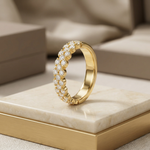 Load image into Gallery viewer, Gold-Plated 925 Silver Diamond Band Ring | Minimalist Stackable Eternity Ring for Women