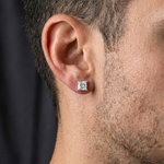 Load image into Gallery viewer, The Silver Edge | Premium Square Moissanite Studs for Men