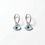 Load image into Gallery viewer, DRK Jewels 925 Silver Evil Eye Hoop Earrings for Women Minimal Huggie Design