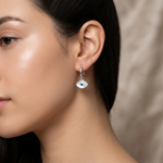 Load image into Gallery viewer, DRK Jewels 925 Silver Evil Eye Hoop Earrings for Women Minimal Huggie Design