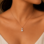 Load image into Gallery viewer, Dual Solitaire Lab Grown Diamond Pendant Necklace in Rose Gold