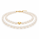 Load image into Gallery viewer, Double Layer Freshwater Pearl Heart Necklace for Women