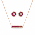 Load image into Gallery viewer, Rose Gold Pink Stone Necklace & Earrings Set for Women – Elegant Luxury Jewellery