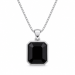 Load image into Gallery viewer, Men’s Black Onyx Pendant Necklace in Sterling Silver