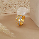 Load image into Gallery viewer, Golden Tangle Ring 92.5 sterling silver gold-plated abstract design – front view