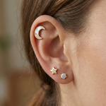 Load image into Gallery viewer, Celestial Moon & Star Stud Earrings Combo | Gold Plated 925 Sterling Silver