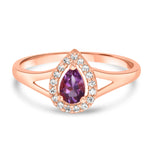 Load image into Gallery viewer, Designer Split Shank Rose Gold Ring with Diamond Halo Setting