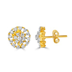 Load image into Gallery viewer, Gold Plated Cluster Studs Side View - Lightweight Earrings for Girls