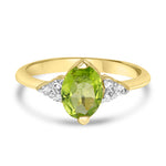 Load image into Gallery viewer, Gold Plated Silver Ring with Marquise Cut Green Peridot Stone - Designer Jewellery