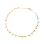 Load image into Gallery viewer, "Close Up of Gold Plated Chain Necklace with Small Round Opal Stone Drops