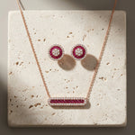 Load image into Gallery viewer, Rose Gold Pink Stone Necklace & Earrings Set for Women – Elegant Luxury Jewellery