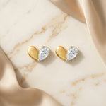 Load image into Gallery viewer, 9KT Gold Diamond Heart Stud Earrings for Women