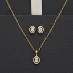 Load image into Gallery viewer, 9KT Gold Oval Halo Pendant Necklace & Stud Earrings Set