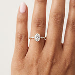 Load image into Gallery viewer, Marquise Accent Stones Oval Lab Grown Diamond Gold Solitaire Ring