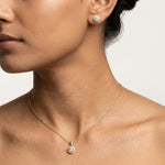 Load image into Gallery viewer, 9KT Gold Diamond Halo Pendant & Stud Earrings Set