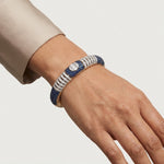 Load image into Gallery viewer, Blue Sapphire & Diamond Gold Bangle Bracelet for Women – Luxury Statement Jewellery