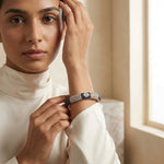 Load image into Gallery viewer, Blue Sapphire & Diamond Gold Bangle Bracelet for Women – Luxury Statement Jewellery