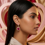 Load image into Gallery viewer, 9KT Gold Ruby Halo Drop Earrings for Women