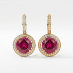Load image into Gallery viewer, 9KT Gold Ruby Halo Drop Earrings for Women