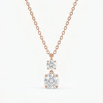 Load image into Gallery viewer, Dual Solitaire Lab Grown Diamond Pendant Necklace in Rose Gold