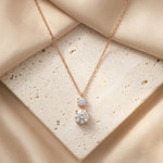 Load image into Gallery viewer, Dual Solitaire Lab Grown Diamond Pendant Necklace in Rose Gold