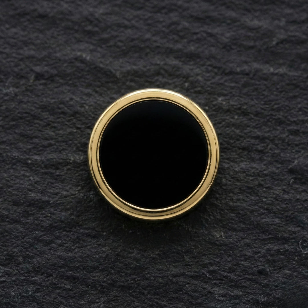 The Onyx Aura | Men’s Round Black Onyx-Style Stud Earrings
