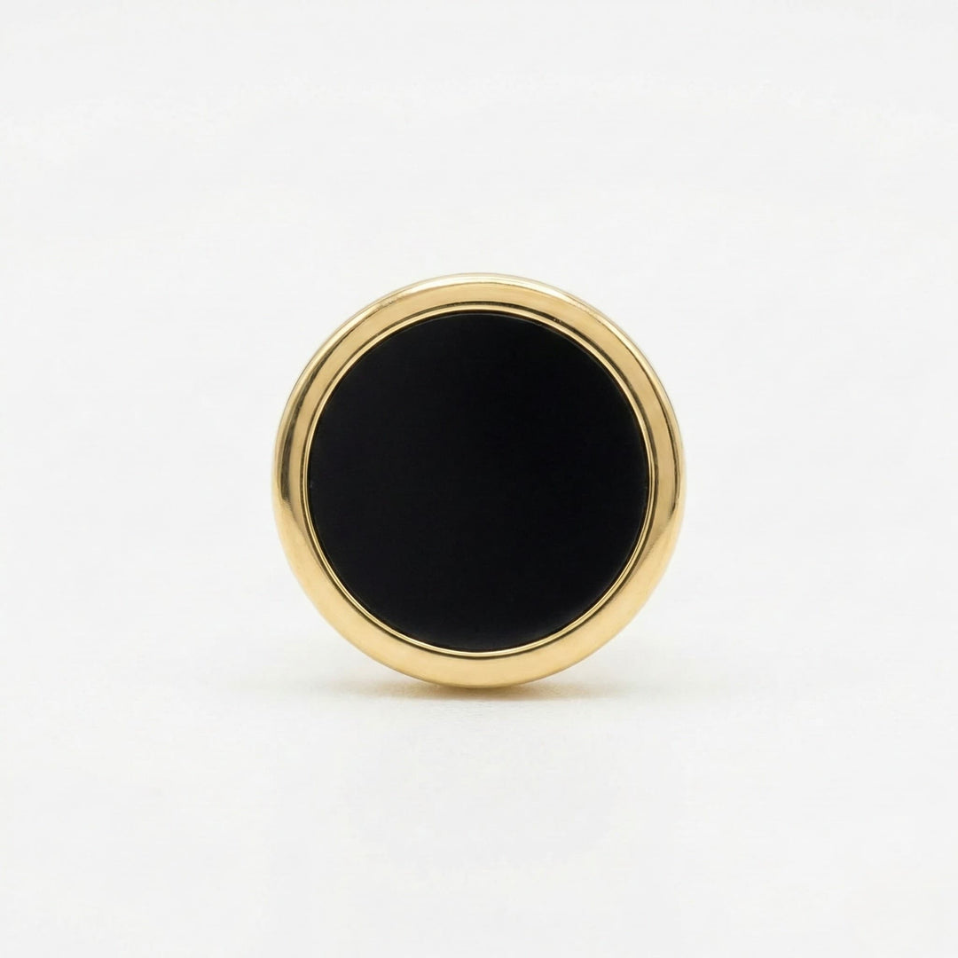 The Onyx Aura | Men’s Round Black Onyx-Style Stud Earrings