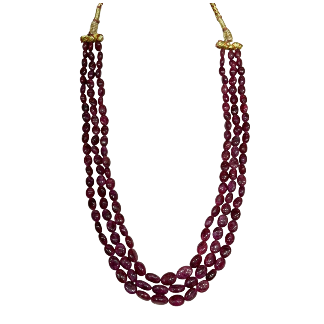 Red Ruby Beaded Multi-Layer Necklace for Women – Handcrafted Luxury Statement Jewellery