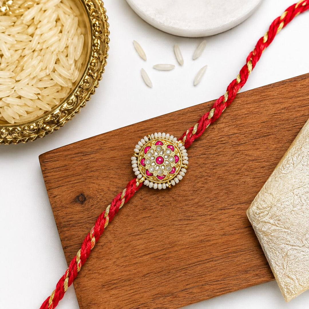 925 Sterling Silver Royal Ruby Blossom Rakhi