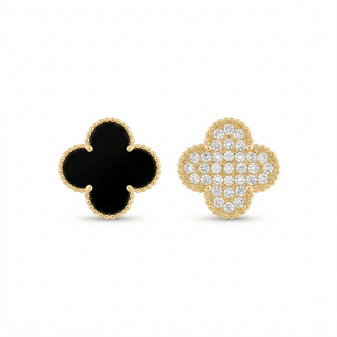 Clover Golden Silver Stud Earrings | Tarnish Free Gold Plated Silver Studs