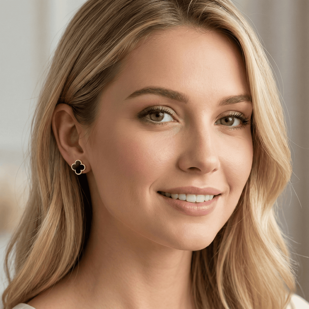Clover Golden Silver Stud Earrings | Tarnish Free Gold Plated Silver Studs