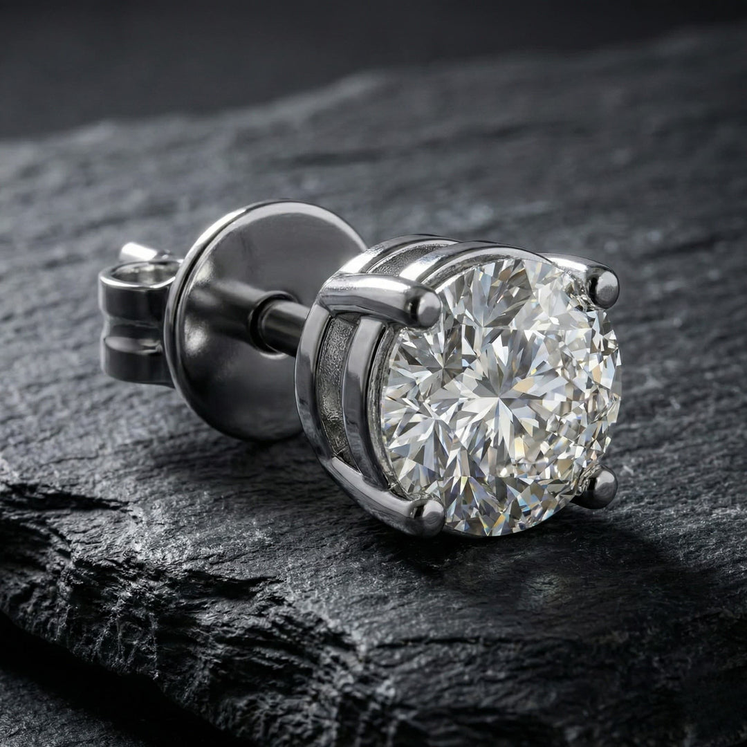 The Classic Gent | Men’s Round Cut Lab-Diamond Stud Earring