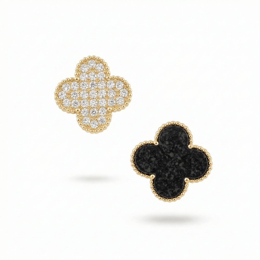 Clover Golden Silver Stud Earrings | Tarnish Free Gold Plated Silver Studs