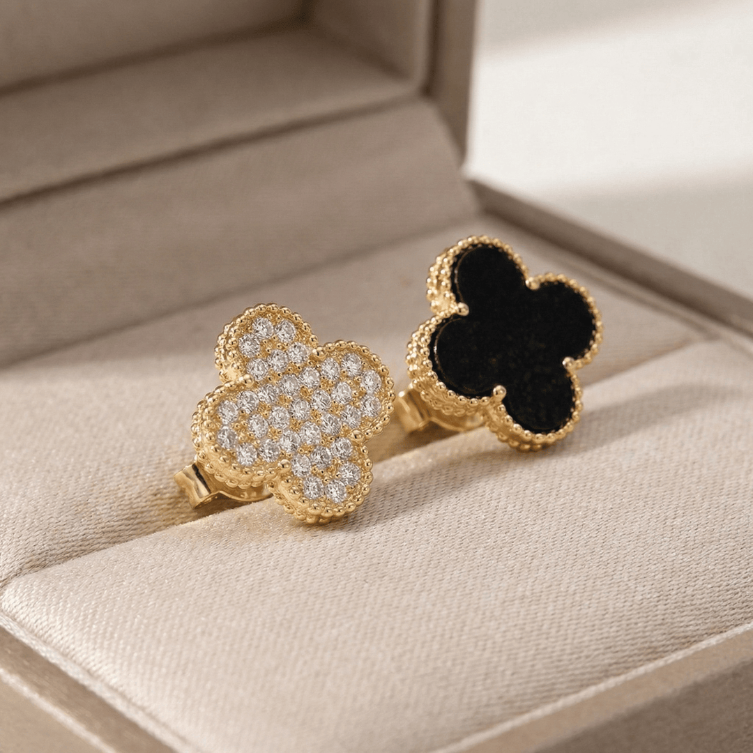 Clover Golden Silver Stud Earrings | Tarnish Free Gold Plated Silver Studs