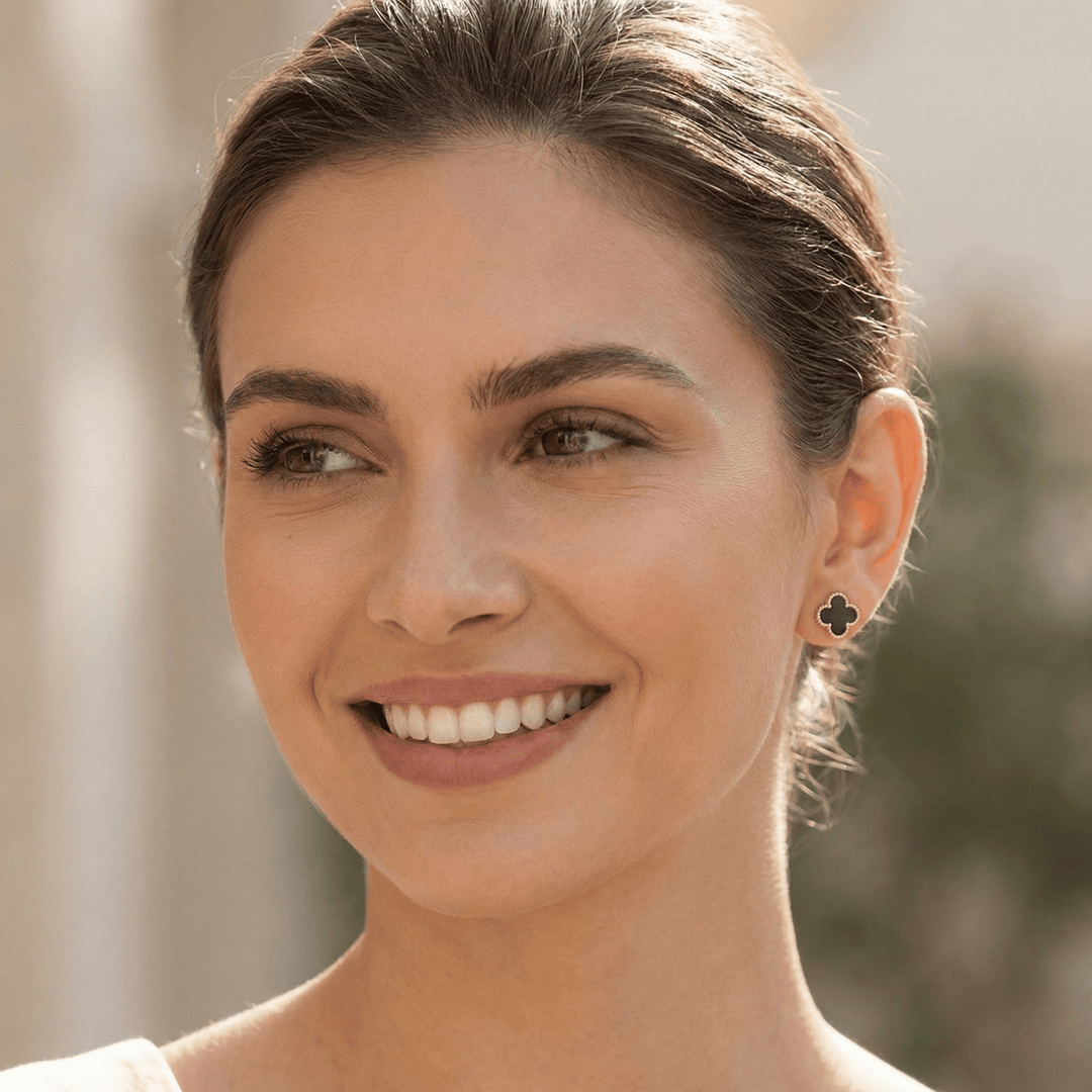 Clover Golden Silver Stud Earrings | Tarnish Free Gold Plated Silver Studs