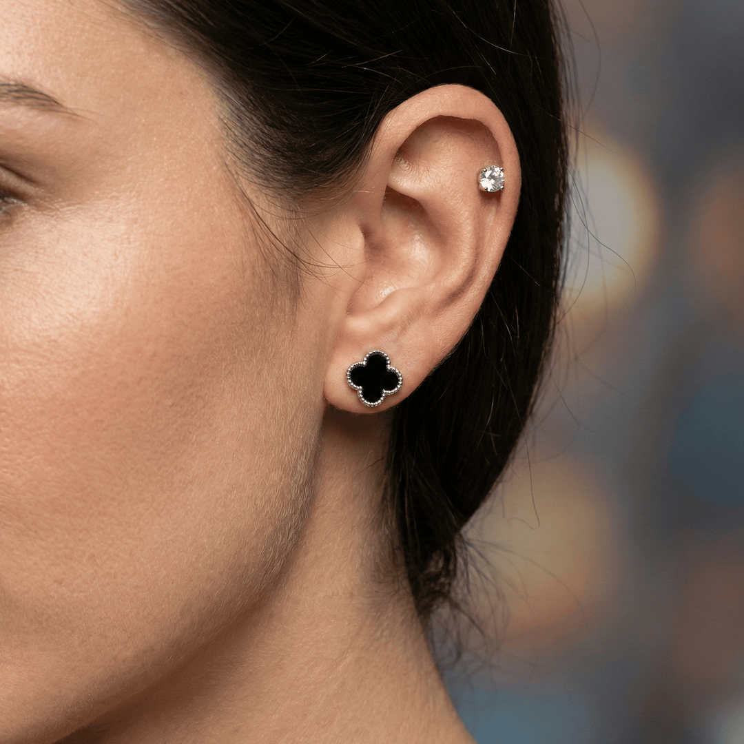 999 Pure Silver Stud Earrings Set | Clover & Solitaire Silver Jewellery