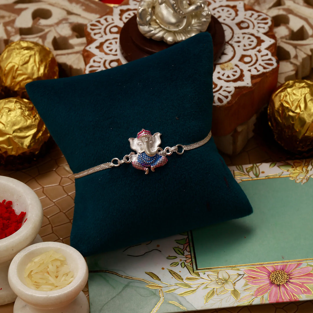 🎁 Silver Coated The Guardian Ganpati Rakhi (100% off)