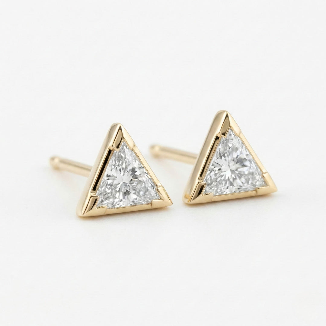 The Apex Diamond | Men’s Triangle Cut Moissanite Stud Earrings