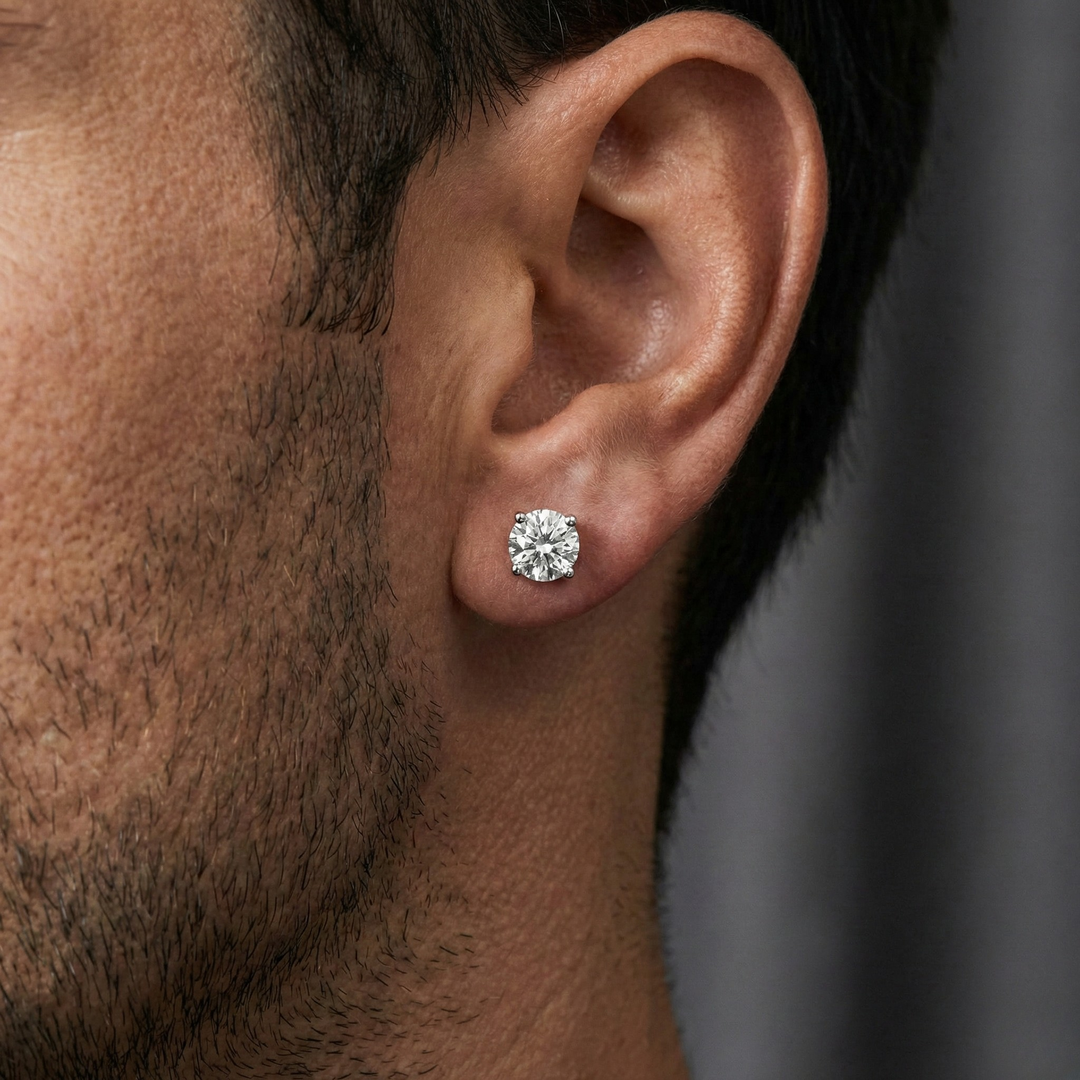 The Classic Gent | Men’s Round Cut Lab-Diamond Stud Earring