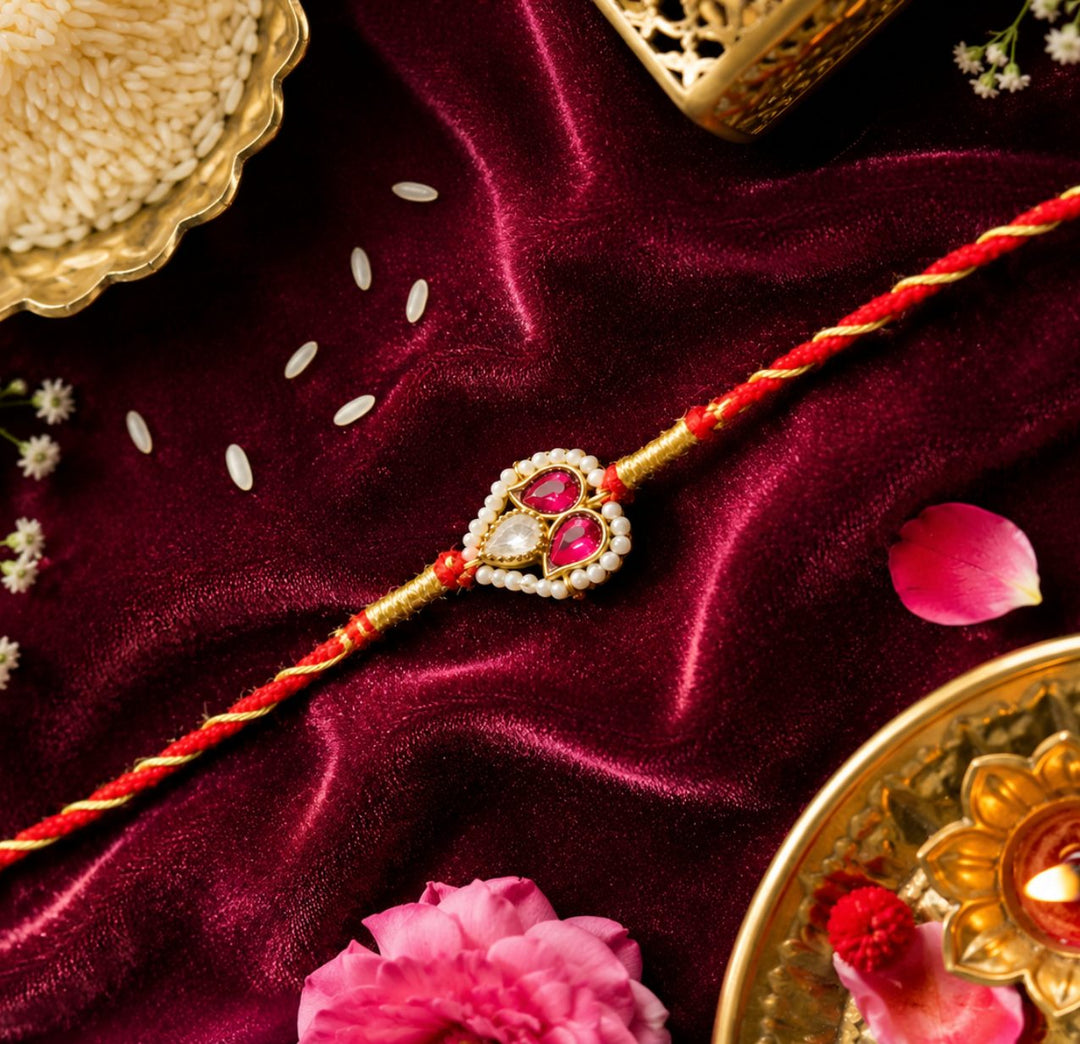 925 Sterling Silver Ruby Teardrop Luxe Rakhi
