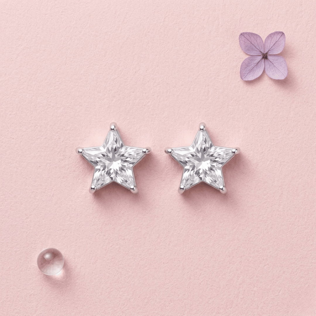 DRK Jewels 925 Silver Star Stud Earrings for Women Minimal Daily Wear