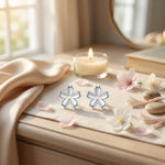 Load image into Gallery viewer, DRK Jewels 925 Silver Flower Stud Earrings for Women Minimal Floral Design