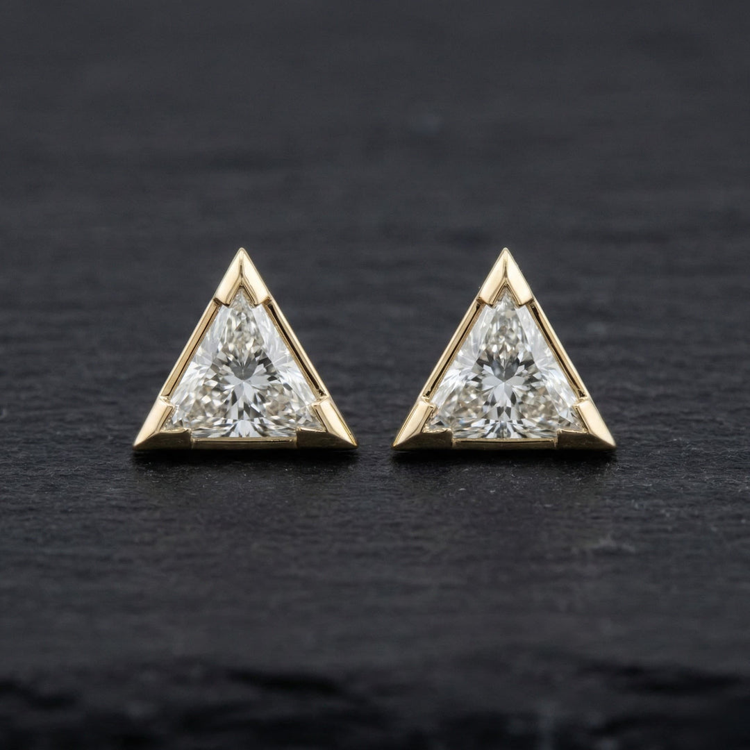 The Apex Diamond | Men’s Triangle Cut Moissanite Stud Earrings