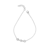 925 Sterling Silver Adjustable Chain Bracelet for Women with Rhodium Polish