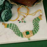 Load image into Gallery viewer, The Emerald Echo Moissanite Polki Pendant
