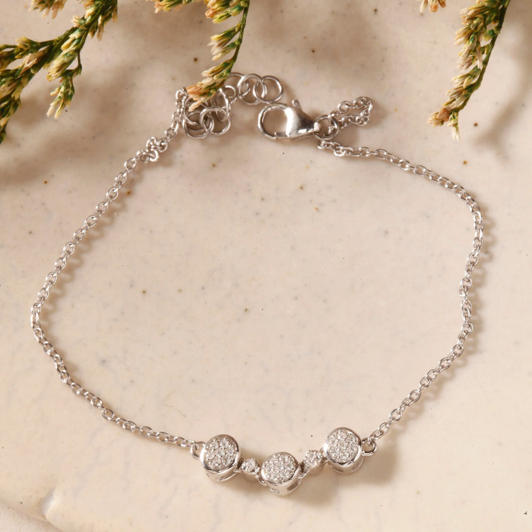 American Diamond Studded Silver Bracelet Latest Design - Buy Online Drk Jewels