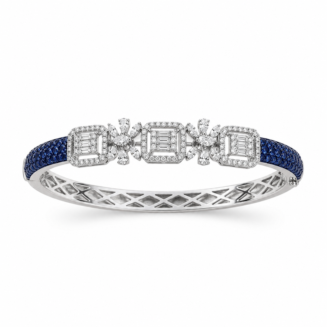 Blue Sapphire & Diamond Designer Gold Bracelet for Women