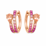 Load image into Gallery viewer, Pink Sapphire &amp; Morganite Double Hoop Gold Earrings for Women